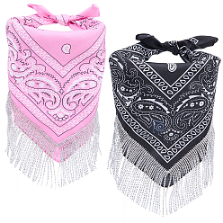 (52) Непрозрачная лаванда 2 шт. 2 цвета универсальная бандана для езды на велосипеде для женщин, хлопковый платок, поясной шарф, волшебная повязка на голову с пластиковой фурнитурой, разноцветные, 840x770x1.5 мм, 1 шт / цвет