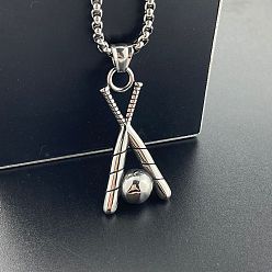 Нержавеющая Сталь Цвет Модные унисекс 304 ожерелья с подвеской в виде бейсбольной биты из нержавеющей стали, цвет нержавеющей стали