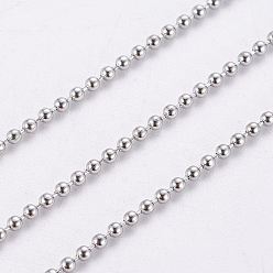 Нержавеющая Сталь Цвет Устойчивы к потускнению 304 шариковые цепи из нержавеющей стали, с катушкой, круглые, цвет нержавеющей стали, 1.5 мм, около 65.61 футов (20 м) / рулон