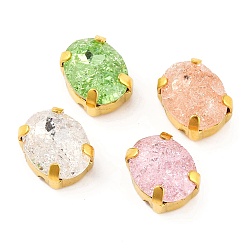 Золотой Шить на горный хрусталь, многожильные звенья из стекла, хрусталя и стразов, с настройками латуни, аксессуары для одежды, граненые, овальные, золотые, 10x8x5.5 мм, отверстие : 0.9 мм