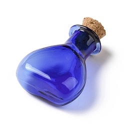 Medium Blue Miniature Glass Bottles, with Cork Stoppers, Empty Wishing Bottles, for Dollhouse Accessories, Jewelry Making, Medium Blue, 11x21x30mm