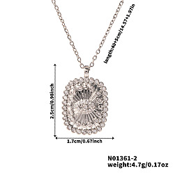 Платина Латунные микропаве прозрачные кубические цирконии ожерелья с подвесками таро от сглаза, деликатный для ежедневного ношения, платина, 15.75 дюйм (40 см)