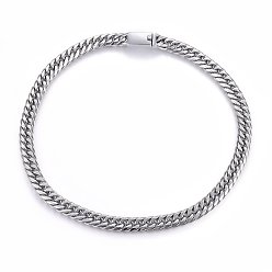 Stainless Steel Color Tarnish Resistant 304 Stainless Steel Curb Chain Necklaces, Stainless Steel Color, 23.62 inch(60cm), 13mm