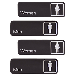 Черный 4шт. 2 стили акриловые самоклеящиеся наклейки, знак для мужского и женского туалета, прямоугольные, чёрные, 76x229x2 мм, 2 шт / стиль