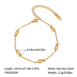 Fish 304 браслеты на ногу из нержавеющей стали для женщин, реальный 18 k позолоченный, Иисус рыбы, 8-5/8 дюйм (22 см)