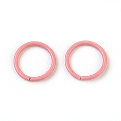Pink Iron Jump Rings, Open Jump Rings, Pink, 18 Gauge, 10x1mm, Inner Diameter: 8mm