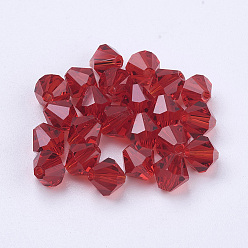 Dark Red Imitation Austrian Crystal Beads, Grade AAA, Faceted, Bicone, Dark Red, 3x3mm, Hole: 0.7~0.9mm