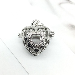 Платина Подвески латуни медальон, сердце прелести, платина, 16 мм