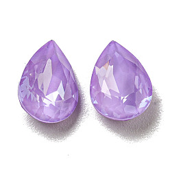 Purple Velvet Glass Rhinestone Cabochons, Point Back & Back Plated, Faceted, Teardrop, Purple Velvet, 10x7x4mm