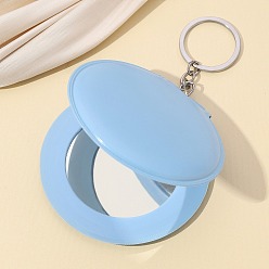 Светло-Голубой Брелки из искусственной кожи, украшения для сумок и кошельков, зеркало, плоско-круглые, Небесно-голубой, 13x8 см