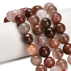 Rutilated Кварц Натуральный красный Rutilated кварцевые нити бисера, круглые, 12 мм, отверстие : 1.2 мм, около 33 шт / нитка, 15.67'' (39.8 см)