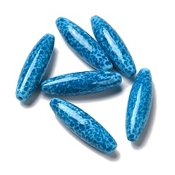 Озёрно--синий Нормальная бусины, спагетти шарики, овал с крапинками, Плут синий, 41~42x12 мм, отверстие : 2 мм