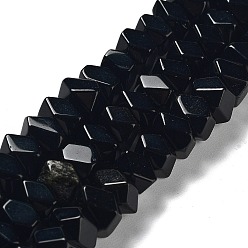 Obsidian Natürlichen Obsidian Perlen Stränge, Nuggets, facettiert, 6~8x10.5~14x8~9.5 mm, Bohrung: 1.2 mm, ca. 57~61 Stk. / Strang, 15.16''~15.39'' (38.5~39.1 cm)
