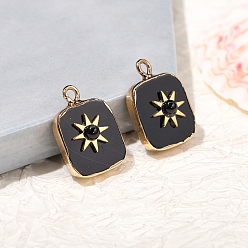 Black Onyx Подвески из натурального черного оникса (окрашенного и нагретого) из нержавеющей стали, квадратные подвески со звездой, золотые, 18x12 мм