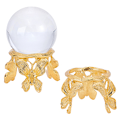 Oro Bases de exhibición de bolas de cristal de aleación con forma de mariposa, soporte de exhibición de esfera de cristal, dorado, 4.6x5.25x3.75 cm