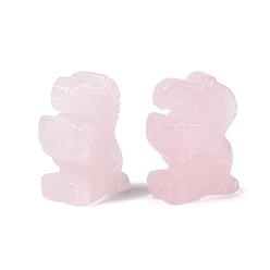 Quartz Rose Figurine de cheval en quartz rose naturel, cadeau de pierre énergétique feng shui pour la décoration de bureau à domicile, 25.5~27x17.5~20x11~13mm