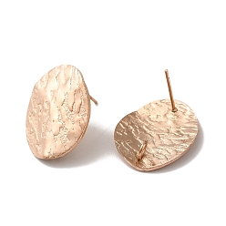 Розовое Золото Ионное покрытие (ip) 304 детали серег из нержавеющей стали, с вертикальной петлей, текстурированный овал, розовое золото , 20x16 мм, отверстие : 2.5 мм, штифты : 0.7 мм