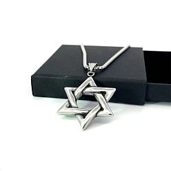 Нержавеющая Сталь Цвет Винтажный мужской кулон в виде шестиконечной звезды, минималистичные украшения в стиле хип-хоп.