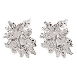 Stainless Steel Color 304 Stainless Steel Stud Earrings for Women, Flower, Stainless Steel Color, 30x28mm