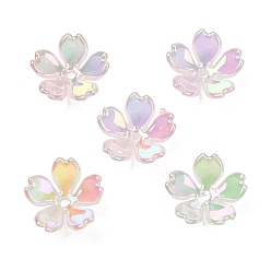 White UV Plating Opaque Acrylic Beads, Iridescent, Flower, Gradient Color, White, 11x11.5x4mm, Hole: 1.4mm