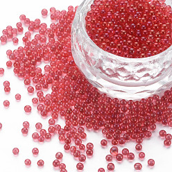 Малиновый Сделай сам украшения для ногтей мини стеклянные бусины, крошечные шарики ногтей икрой, с покрытием AB цвета, круглые, без отверстия , малиновый, 2 мм, о 450 г / мешок