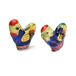 Петух Фарфоровые бусины ручной работы, ручная роспись, петух, 23~24x18~19x9.5 мм, отверстие : 1.8~2 мм