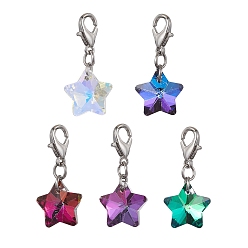 Платина Украшение из гальванического стекла в форме звезды, с цинковым сплавом застежками омаров коготь, платина, 27.5 мм