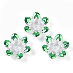 Средний Морско-зеленый Покрытие акриловых колпачков для бусин, граненые, цветок, с половиным покрытием, средний морской зеленый, 24x22x7 мм, отверстие : 2 мм