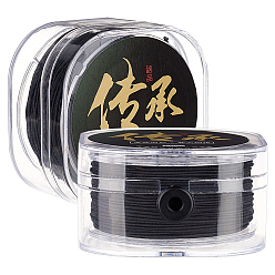 Черный Круглый эластичный шнур из полиэстера, с катушкой, чёрные, 1.2 мм, около 32.81 ярдов (30 м) / коробка