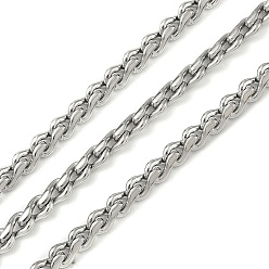 Нержавеющая Сталь Цвет 304 из нержавеющей стали цепи пшеницы, без никеля , пайки, с катушкой, цвет нержавеющей стали, 6.5x3.5x1.5 мм, 5 м / рулон
