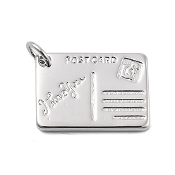 Платина Латунные подвески, прямоугольник с открыткой, без свинца и без кадмия, долговечный, с целью перехода в кольце, платина, 13x18x2 мм