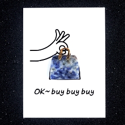 (306FM) Жонкиль матовый с лаймовой подкладкой Украшения для сумок из натуральной голубой яшмы с пятнами, с бумажными карточками и золотой сумкой, фигурка для украшения дома, энергетический камень рейки для исцеления, 28x25 мм