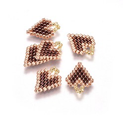 Верблюжий Подвески из японского бисера miyuki & toho ручной работы, Ткацкий станок, сердце, верблюжие, 15~16x11.5~12.5x1.7 мм, отверстие : 3 мм