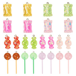 (52) Непрозрачная лаванда 24 шт. 12 стили, подвески из смолы с имитацией еды, с платиновыми железными петлями и блестящей пудрой, разнообразные, разноцветные, 27.5~64x12~21.5x8~21.5 мм, отверстие : 2 мм, 2 шт / стиль