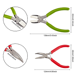 Stainless Steel Color Carbon Steel Jewelry Pliers Kit, Including 6-in-1 Bail Making Looping Pliers, Wire Pliers and Bent Nose Pliers, Stainless Steel Color, 124~155x49~62x9~11mm, 3pcs/set