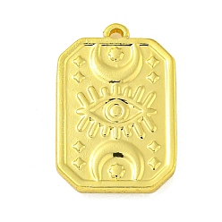 Настоящее золото 18K 304 подвески из нержавеющей стали, восьмиугольный прямоугольник с подвеской в виде глаза и луны, реальный 18 k позолоченный, 24.5x16x2.5 мм, отверстие : 1.6 мм