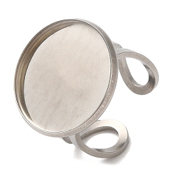 Нержавеющая Сталь Цвет Не тускнеет 304 фурнитура для открытых манжет из нержавеющей стали, настройки кольца чашки безеля, плоско-круглые, цвет нержавеющей стали, внутренний диаметр: 18 мм, лоток : 20 мм
