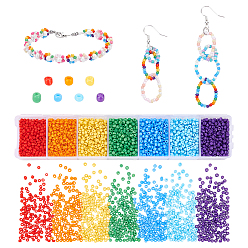 Mixed Color Glass Round Seed Beads Set, with Plastic Rectangle Box, Mixed Color, 1.7~3x1.5~3mm, Hole: 0.8mm, about 3150pcs/box