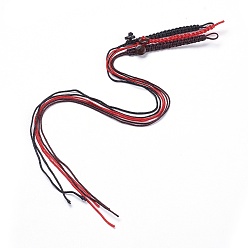 Mixed Color Polyester Nylon Mobile Phone Making Cord Loops, with Coconut Beads, Mixed Color, 310~330x7x6~6.5mm, Hole: 3.5~4.5mm