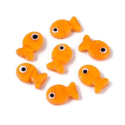 Темно-Оранжевый Бусины лэмпворк , рыба, темно-оранжевый, 20~21x13~14x4.5~6 мм, отверстие : 1.2~1.8 мм