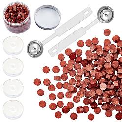 Сиена Наборы частиц сургуча для печати в стиле ретро, с ложкой из нержавеющей стали, свеча, пластиковые пустые контейнеры, цвет охры, 307 шт / комплект