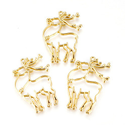 Золотой Подвески на лицевой панели из сплава цинка, для diy уф смолы, эпоксидная смола, Прессованные цветочные украшения, долговечный, рождественский олень / олень, золотые, 47.5x32x2.5 мм