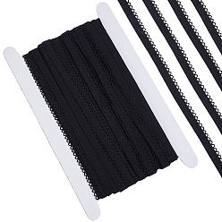 Noir 20 mètres de ruban de dentelle en nylon, coupe de fleurs pour la décoration de robe de mariée, noir, 3/8 pouces (10 mm)