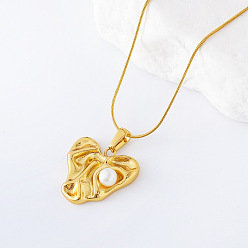 Золотой 3 шт. ожерелья из нержавеющей стали и искусственного жемчуга с текстурой в форме сердца для женщин, белые, золотые, 15.75 дюйм (40 см)