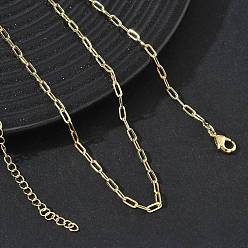 Golden 2.4MM Brass Paperclip Chain Necklaces for Women, Long-Lasting Plated, Golden, 16.14 inch(41cm)