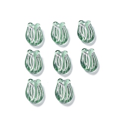 Темный Морско-зеленый Металлизированный прозрачные акриловые шарики, металла обвитые, тюльпан, темно-зеленый, 16x11.5x7 мм, отверстие : 2 мм, Около 670 шт / 500 г