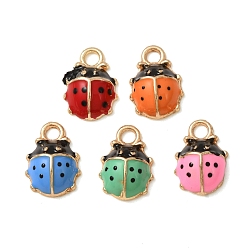 Mixed Color Alloy Enamel Pendants, Ladybug Charms, Golden, Mixed Color, 12.5x9x4mm, Hole: 2mm