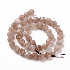 Rosy Brown Natural Quartz Beads Strands, Faceted Polygon, Dyed & Heated, Rosy Brown, 7.5~8x8x8mm, Hole: 1.2mm, about 48pcs/strand, 15.35 inch(39cm)