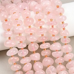 Розовый Кварц Природного розового кварца нитей бисера, самородки с отдельными бусинами, 12x10x5 мм, отверстие : 0.8 мм, около 54 шт / нитка, 15.35'' (39 см)