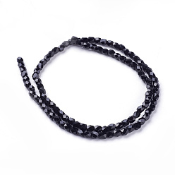 Black Electroplate Glass Beads Strands, Half Plated, Faceted, Cube, Black, 4x4x4mm, Hole: 1mm, about 100pcs/strand, 15.7 inch
